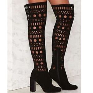 Jeffrey Campbell Domenica Suede Cutout OTK Boots